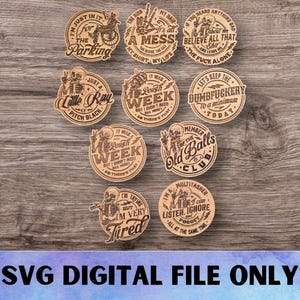 SVG SKULLS V3 Sarkastische Magnet Set Version 3 - Digital Download-Glowforge, Lustig, Schnarrig, Witzig, Sarkasmus Kühlschrank Magnet Laser Datei