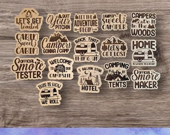 SVG CAMPING Magnet Set V2 - Digital Download-Glowforge, Funny, Snarky, Witty, Sarcasm, Camping Refrigerator Desk Magnet Laser File