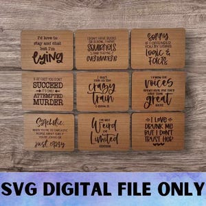 Ensemble d'aimants sarcastiques SVG V4 Version 4 - Téléchargement de fichier numérique - Fichier laser magnétique de bureau Glowforge, drôle, sournois, idiot, sarcasme pour réfrigérateur