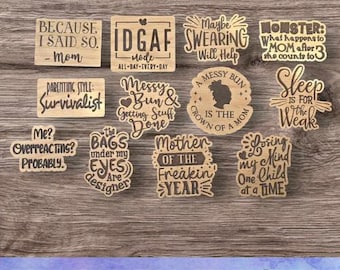 SVG MOM V3 Magnet Set - Digital Download-Glowforge, Mother, Motherhood, Momma, Mommy, Sarcastic, Snarky, Funny Fridge Desk Magnet Laser File