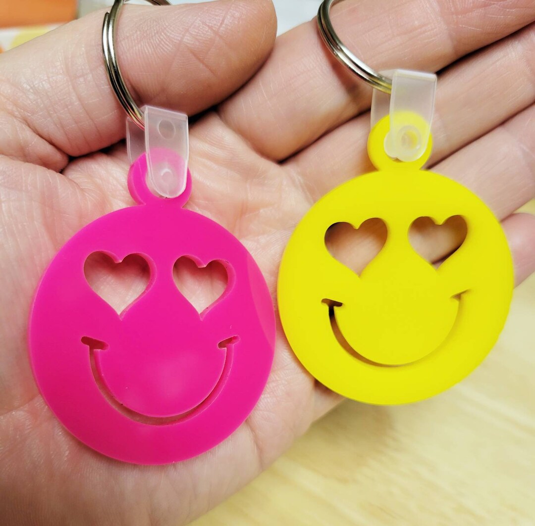 Smiley Face Acrylic Keychains Fun and Whimsical - Etsy