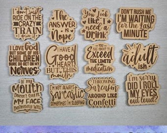 SVG V20 Sarcastic Magnet Set-Digital File Download - Glowforge, Funny, Silly, Snarky, Sarcasm, Refrigerator Desk Magnet Laser Engrave File