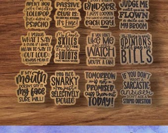SVG V16 Sarcastic Magnet Set-Digital File Download - Glowforge, Funny, Silly, Snarky, Sarcasm, Refrigerator Desk Magnet Laser Engrave File