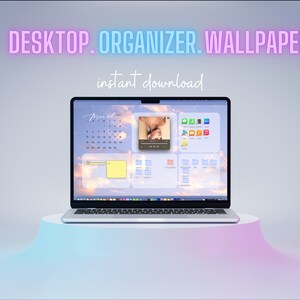 Full Year 2024 Calendar Blue Sky Desktop Organizer Wallpaper [Instant Download]