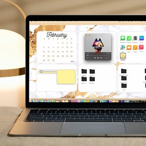 White and Gold Marble 2023 Full Year Calendar Desktop Organizer Wallpaper [Instant Download]