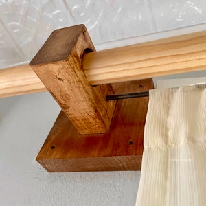 Wooden Double or Single Curtain Rod Holders Upcycled Wood Wall Mounted Window Treatments image 2