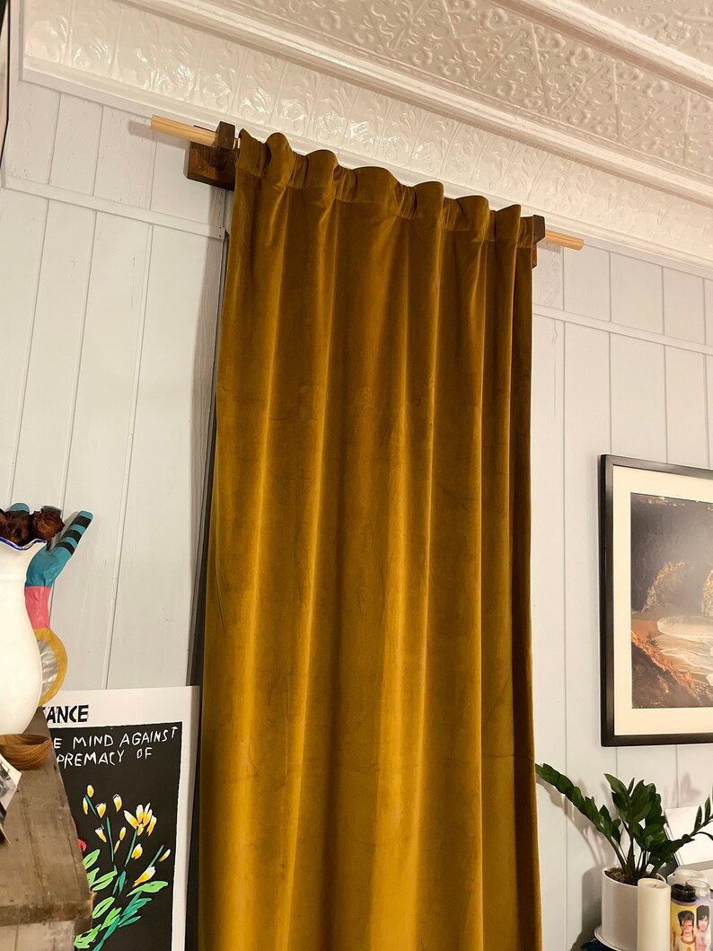 Wooden Double or Single Curtain Rod Holders Upcycled Wood Wall Mounted Window Treatments image 4