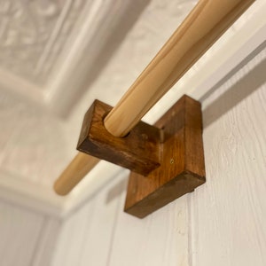 Wooden Double or Single Curtain Rod Holders Upcycled Wood Wall Mounted Window Treatments image 1