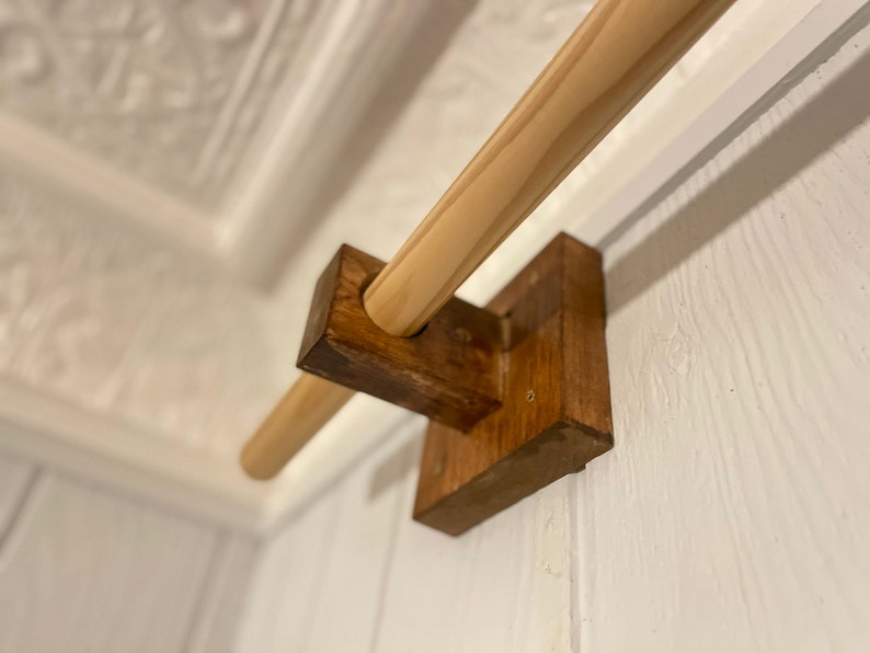 Wooden Double or Single Curtain Rod Holders Upcycled Wood Wall Mounted Window Treatments image 1