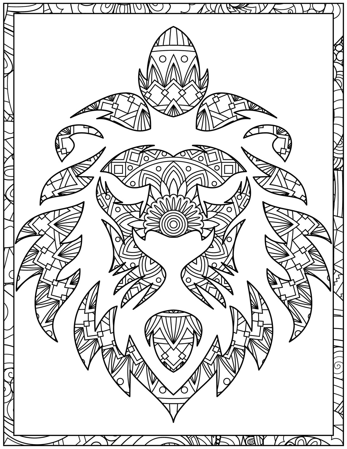 Mandala Coloring Pages Adult Coloring Book Animal Coloring | Etsy Canada