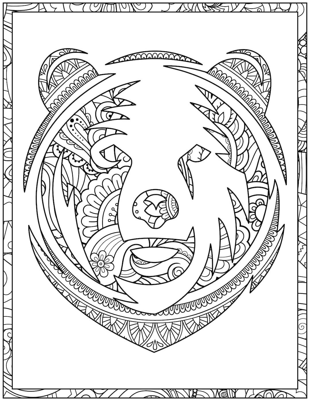 Printable Mandala &amp; Animal Coloring Pages Digital Download - Etsy