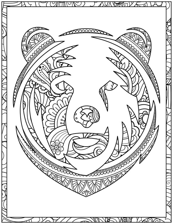 Mandala Coloring Pages Adult Coloring Book Animal Coloring | Etsy Canada