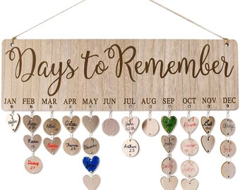 2020 Wooden Birthday Reminder Board Plaque Sign Hanging Gift New Calendar E4L7