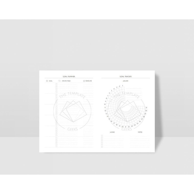 GOAL PLANNER & TRACKER Printable Minimalist Template Foldable A4 to Fit
