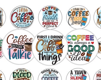 Frases sobre café - Imágenes de café - Citas sobre café - Imágenes de tapas de botellas de 2,5 cm - Compra 3 y llévate 1 gratis - BC - Hoja de 10 x 15 cm. Descarga digital, JPEG - Botones