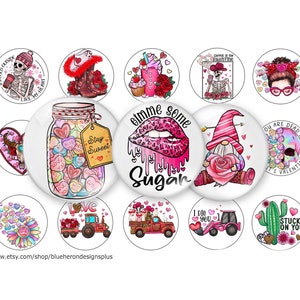 Valentine&#39;s Sugar Images-1 inch Bottle Cap Images- Buy 3 get 1 Free Read Direction Below - 4x6 sheet with 15 images. Digital Download, JPEG