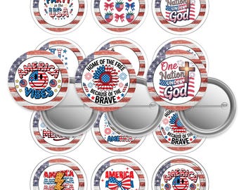 Patriotic USA 2.25' Button Pin Designs, 24 Images (Digital Download)