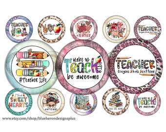 Teacher Bottle Cap Images - 1 Inch Circles (Digital Download)
