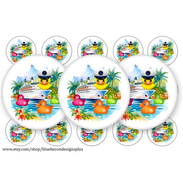 Cruise Ship Ducks -Get Ducked-1 inch Bottle Cap Images- Buy 3 get 1 Free-Read Directions- 4x6 sheet-Jpeg-PNG-PNG no stroke Digital Download