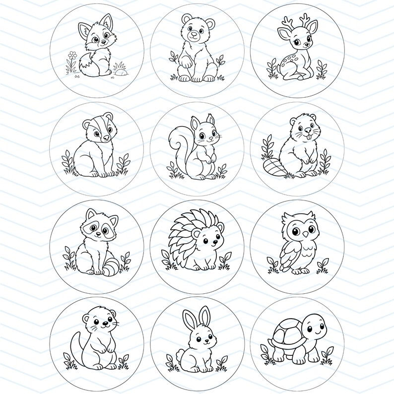 Children's DIY Coloring Button Pin Template-wildlife Fun-2.25