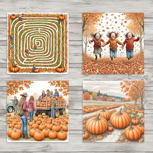 Posavasos cuadrados de 4 x 4 pulgadas con sublimación de follaje otoñal - Descarga digital - Archivos JPEG incluidos - Diario basura - Scrapbooking - Tarjetas