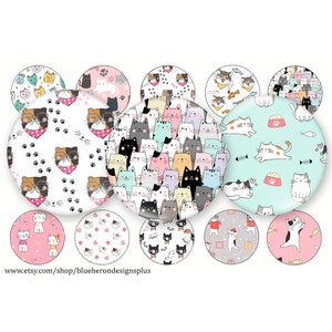 Cats, Cats, Cats 1in Bottle Cap-Buy 3 get 1 Free Direction Below, 4x6 sheet. Digital Download, JPEG & PNG-25-Cat Stickers-Cat Confetti