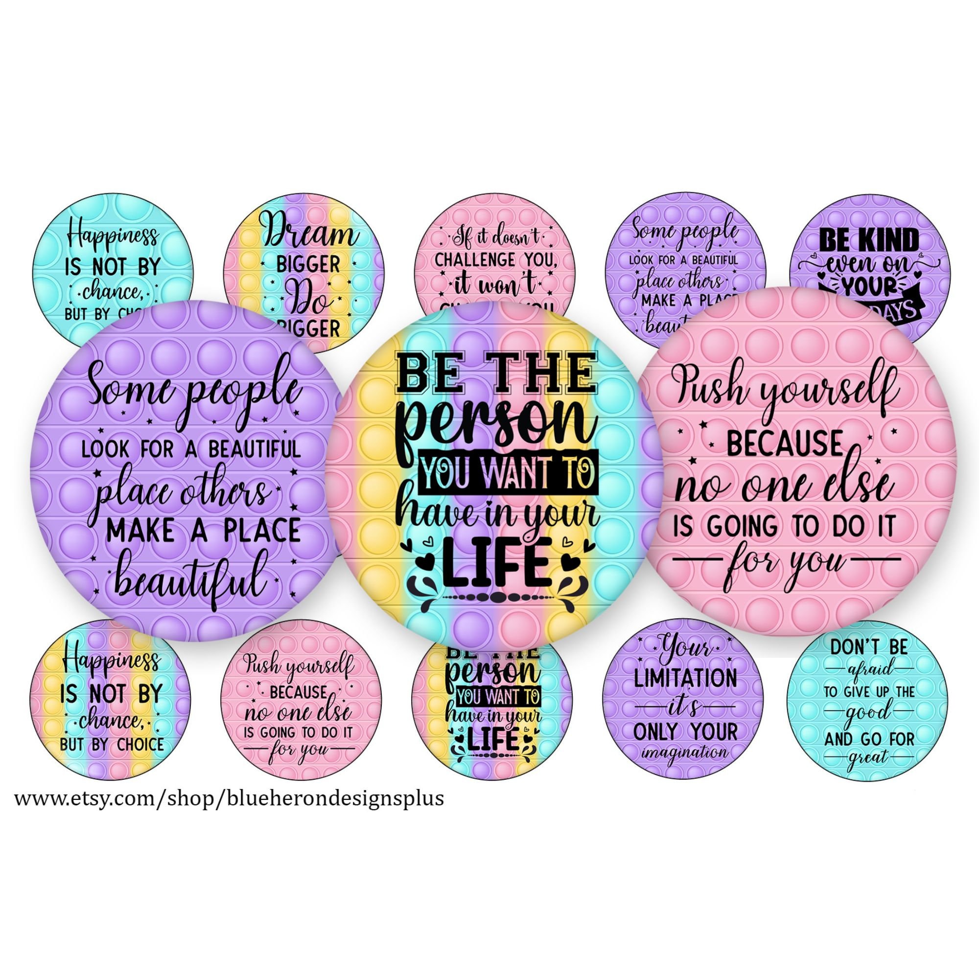 One Inch Quote Motivational Quotes on Pop It Background -1 Inch Bottle Cap Image-jpeg ...