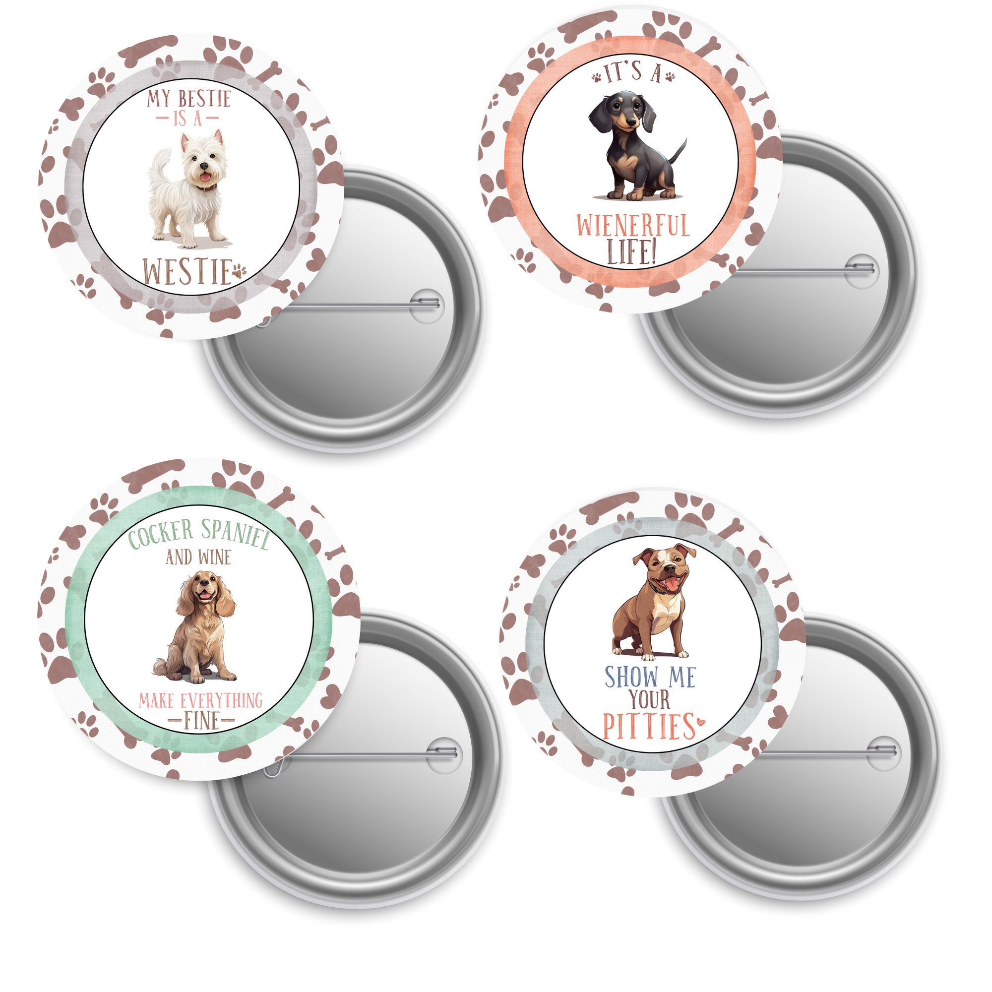 Breeding Pin Dog Breed Button Pin Template - 2.25 Inch, 12 Images (digital Download ...