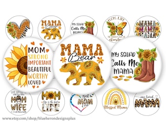 Sunflower Mama-Mothers Day -1 inch Bottle Cap Images-30 Images- Buy 3 get 1 Free-Direction Below,2-4x6 sheets. Digital Download, JPEG & PNG