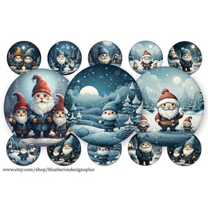 Winter Gnomes -1 inch Bottle Cap Images, Buy 3 get 1 Free-Read Directions-15 1in Circles, 4x6 sheet. Digital Download. 25MM Circles JPEG&PNG