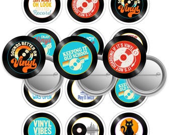 Vintage Schallplatte 2,25" Button Pin Template: (Digitaler Download 8,5x11 Blatt)