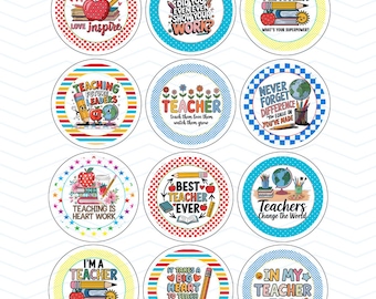 Best Teacher 2.25-Button Pin | Teacher Gift | 8.5x11 sheet. 12 Images Digital Download - PNG Cut Line 2.63-Image area 2.063 | Pinbacks