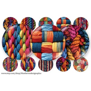 Knitting Crochet Yarn 1 inch Bottle Cap Images- Buy 3 get 1 Free-4x6 sheet 15 Images Digital Download, JPEG&PNG -Button Pins,25MM,Confetti