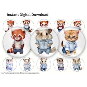 1 inch Bottle Cap Images-BCI- Buy 3 get 1 Cute Animals Red Fox, Kittens, Hamsters-4x6 sheet. Digital Download,  4x6 Sheet- 15 ImagesJPEG