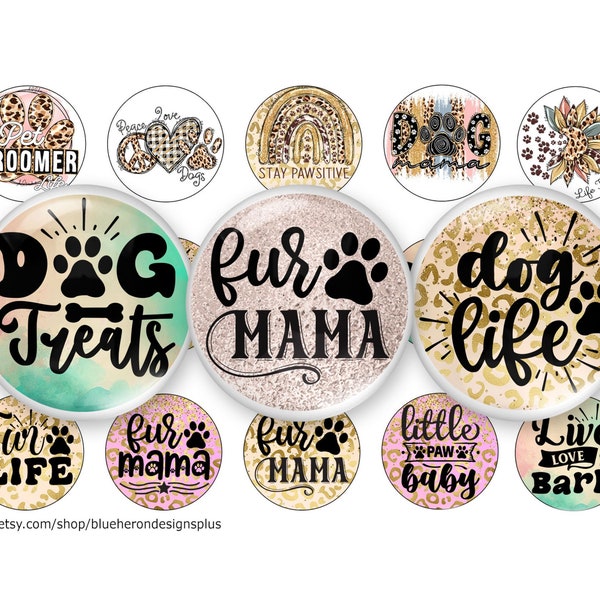 Dog Fur Baby 1" Bottle Cap Images - 4x6 Sheet (Digital Download)