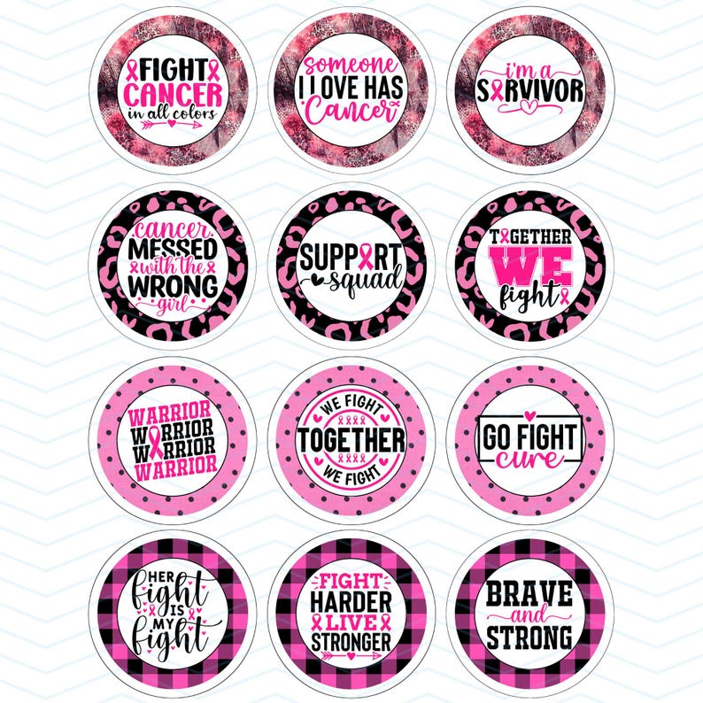 Breast Cancer Awareness Button Pin Template: 2.25