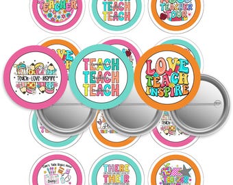 Teacher Stuff, Teacher Tour 2.25-Button Pin-Buy 3 get 1 Free-Direction Below-8.5x11 sheet | Plus Zip PNG files, Digital, Teacher Gifts