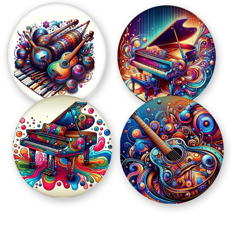 Colorful Musical Instruments 1 Inch Bottle Cap Images-4x6 Sheet-jpeg ...