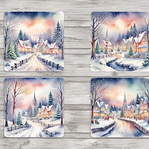 Wigilia Bożego Narodzenia 4 x 4 cale kwadratowe podstawki-pobieranie cyfrowe-plik Jpeg w zestawie-podkładki-dziennik śmieci-scrapbooking-karty