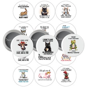 Animal Jokes -2.25-Button Pin -Buy 3 get 1 Free-Direction Below-8.5x11 sheet.24 Images Digital Download - PNG Cut Line 2.63-Image area 2.063