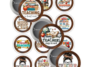 Teacher Mode 2.25-Button Pin-8.5x11 sheet. 12 Images Digital Download -JPEG-PNG Cut Line 2.63-Image 2.063