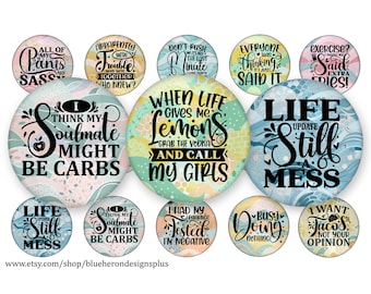 Great Fun Quotes Boho-1 inch Bottle Cap Images 4x6 sheet (Digital Download) 25MM