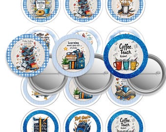 Teacher Gift Button Pin Template – 2.25" Round, 12 PNG Images (Digital Download)