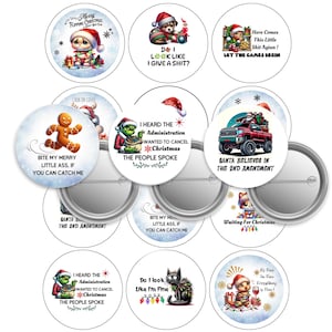 Sensible Freche Weihnachtsweihnachts-Tierwitze 2.25-Button-Anstecknadel - 12 Bilder - Digital Download - PNG-Schnittlinie 2.63-Bildbereich 2.063-Pinback-Bilder