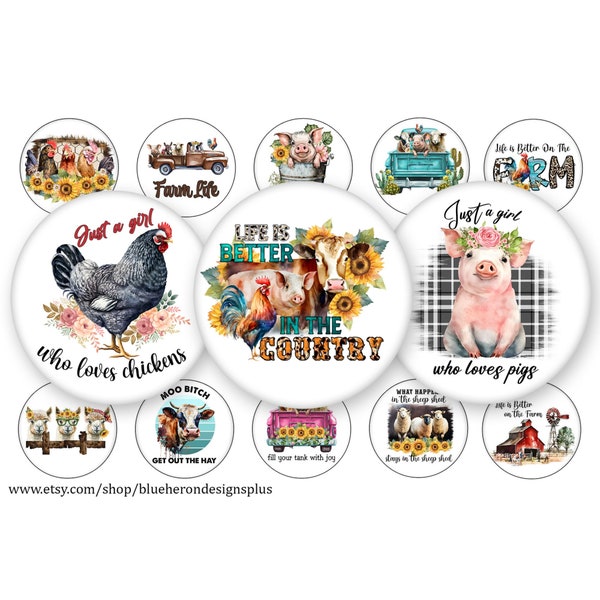 Farm Life-Farm Girl-Animals-1 inch Bottle Cap Images- Buy 3 get 1 Free- Read Directions- 4x6 sheet with 15 images-25MM -Digital Download