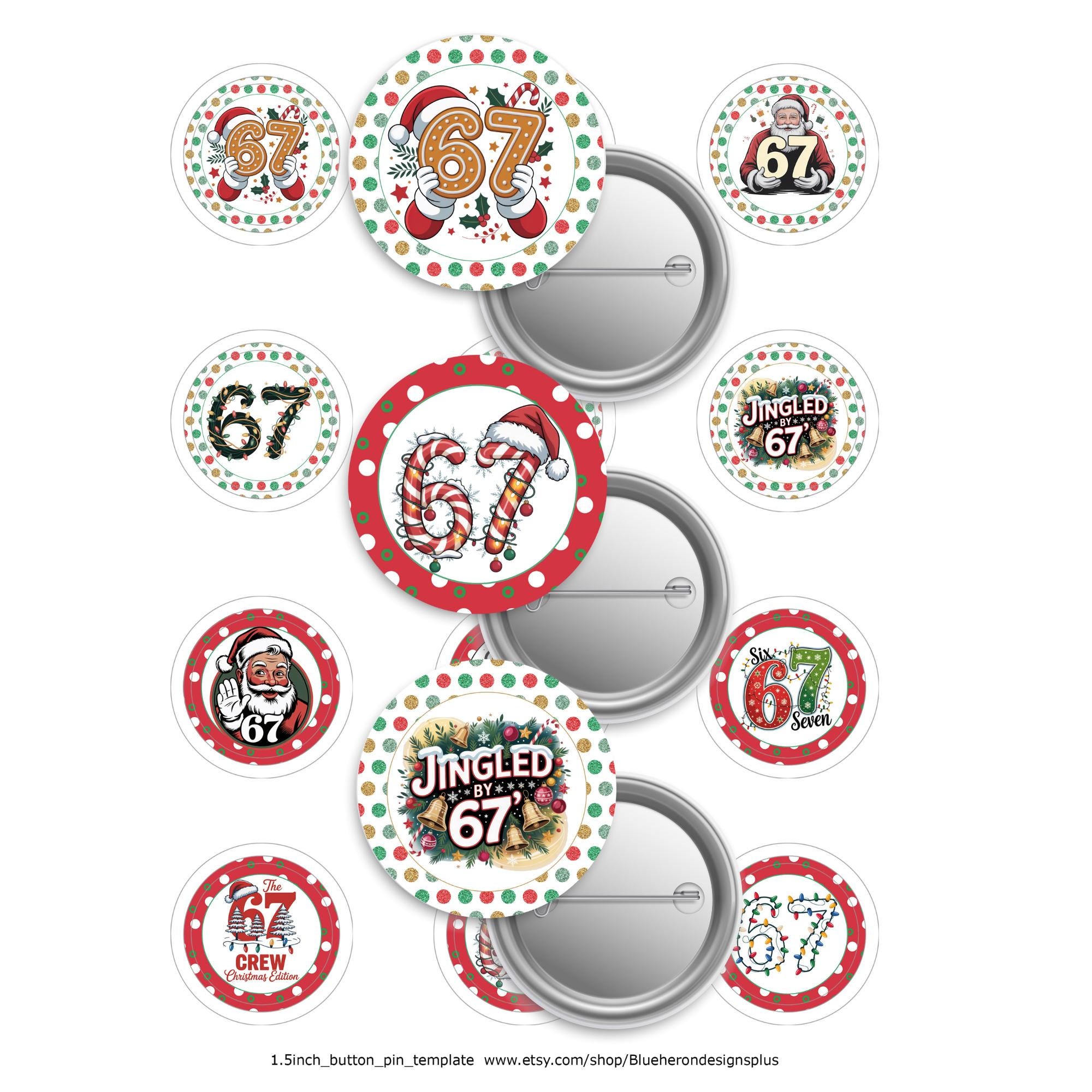 Christmas 67 Button Pin Images, 1.5 Inch Circles (digital Download) - Etsy