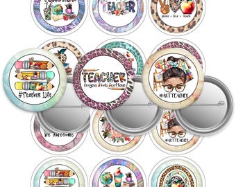 Teacher Love 2.25" Button Pin Template (Digital Download)