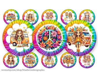 Hippie Express-Peace Images 1 inch Bottle Cap Images- Mushrooms- 4x6 sheet with. Digital Download, JPEG-PNG