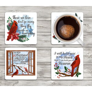 Cardinal Memorial Set of 8- 4x4 Inch Square Coasters-Digital Download- Jpeg & PNG Files included-Coasters-Junk Journal-Scrapbooking-Cards