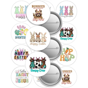 Easter Bunny Button Pin Template - 2.25" Images (Digital Download)